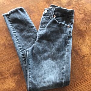 Women’s Levi's Wedge Skinny Mid-Rise Grey/Charcoal Jeans Size 25 Button Fly